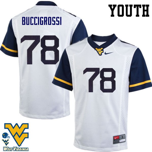 NCAA Youth Jacob Buccigrossi West Virginia Mountaineers White #78 Nike Stitched Football College Authentic Jersey DL23Q63QG
